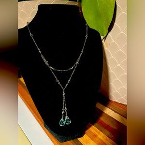 Blue topaz and sterling silver layered necklace